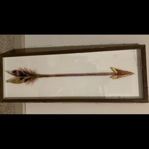 Arrow head with glass cover and wooden frame